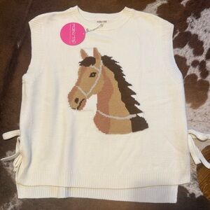 Main Strip Cream Horse Sweater Vest